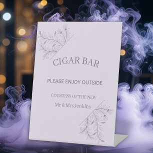 Elegant Floral "Cigar Bar" Wedding  Pedestal Sign
