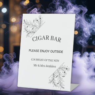 Elegant Floral "Cigar Bar" Wedding  Pedestal Sign