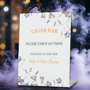 Elegant Floral "Cigar Bar" wedding reception Pedestal Sign