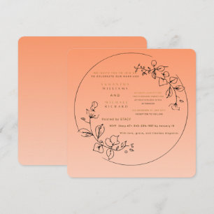 Elegant Floral Circle Wedding Invitation Minimal