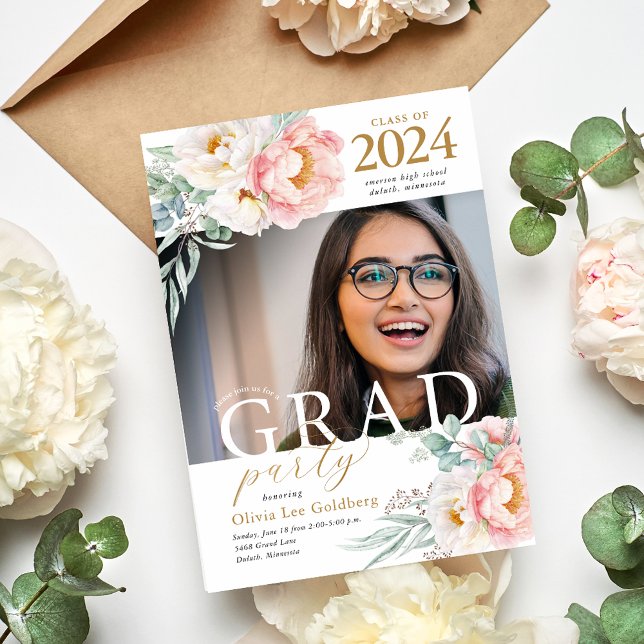 Elegant Floral Class of 2024 Graduation Invitation (Creator Uploaded)