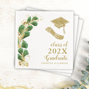 Elegant Floral Class of 2025 Graduation Napkin