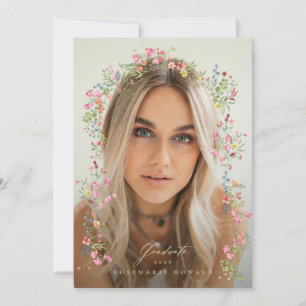elegant floral class of 2026 Two photo graduation Announcement