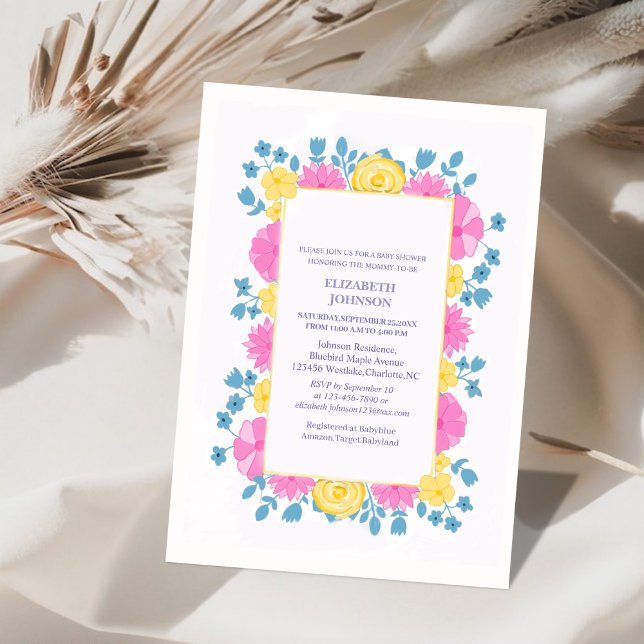 elegant floral classic colourful baby shower  invitation (Creator Uploaded)