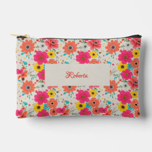 Elegant Floral Clutch with Roses Accessory Pouch