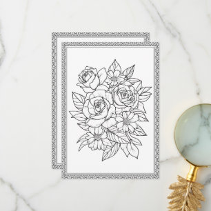 Elegant Floral Colour Your Own Greeting Card