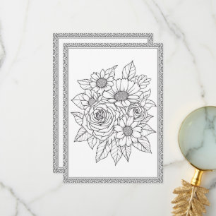 Elegant Floral Colour Your Own Greeting Card