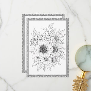 Elegant Floral Colour Your Own Greeting Card