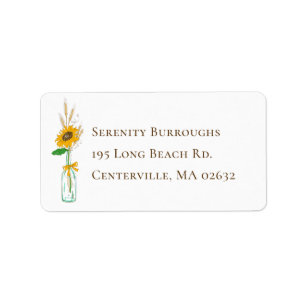 Elegant Floral Country Wedding Yellow Sunflowers Label
