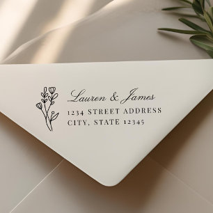 Elegant Floral Couple Names Wedding Return Address Self-inking Stamp