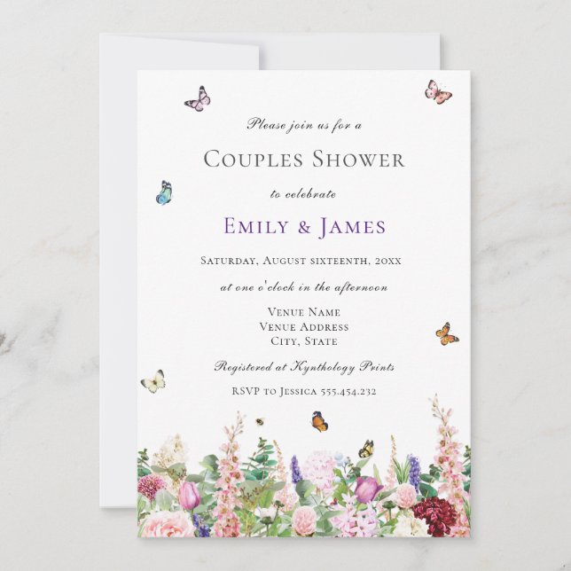 Elegant Floral Couples Shower Invitation (Front)