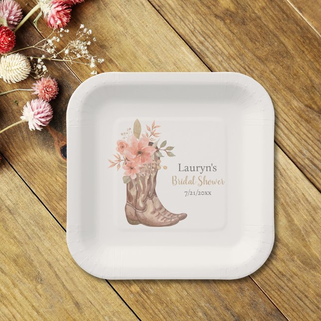 Elegant Floral Cowboy Boots Cowgirl Bridal Shower Paper Plate (Elegant Floral Cowboy Boots Cowgirl Bridal Shower Paper Plates)