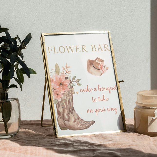 Elegant Floral Cowboy Boots Flower Bar Poster Sign (Elegant Floral Cowboy Boots Flower Bar Poster Sign)