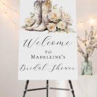 Elegant Floral Cowgirl Boots Bridal Shower Welcome