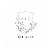 Elegant Floral Crest Established Monogram Wedding