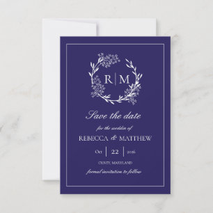 Elegant Floral Crest Monogram Photo Invitation