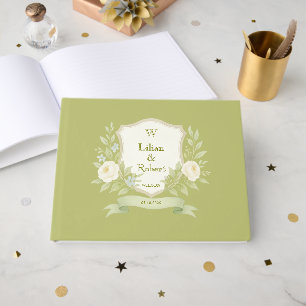 Elegant Floral Crest Wedding Guest Book