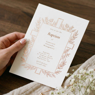 Elegant Floral Cross Baptism Religious Baby Photo