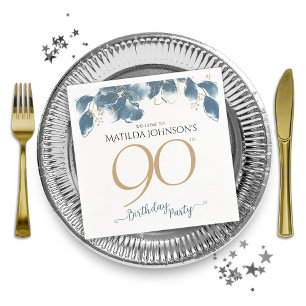 Elegant Floral Custom 90th Birthday Party Napkin