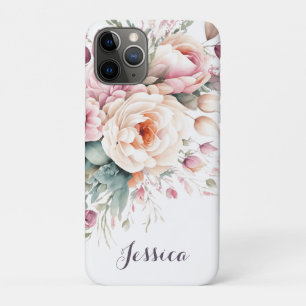Elegant Floral Custom Name Modern Case-Mate iPhone Case