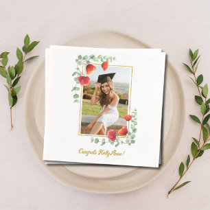 Elegant Floral Custom Photo Graduation Napkins