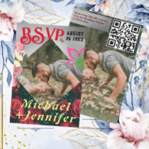 Elegant Floral Custom Photo Wedding Response Card