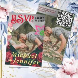 Elegant Floral Custom Photo Wedding Response Card