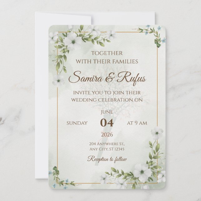 Elegant Floral - Customisable Rustic Boho Invitation (Front)