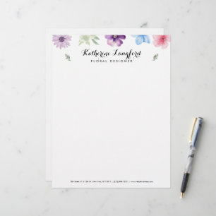 Elegant Floral Customisable Template Custom Letterhead