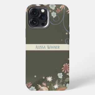 Elegant Floral Customise Name Trendy Pretty iPhone 13 Pro Max Case