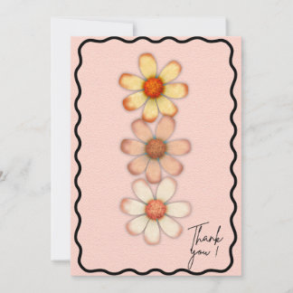 Elegant Floral Daisy Thank You Card Pink & Whims