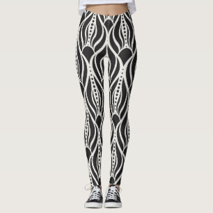 Elegant floral damask, art nouveau seamless patter leggings