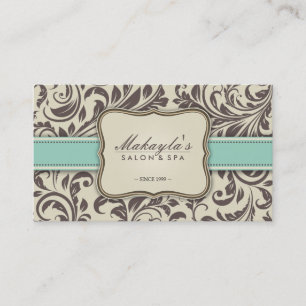 Elegant Floral Damask Modern Brown, Green & Beige Business Card