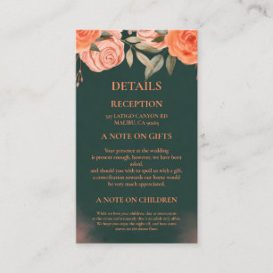 Elegant Floral Dark Green Enclosure Card