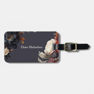 Elegant Floral Dark Luggage Tag