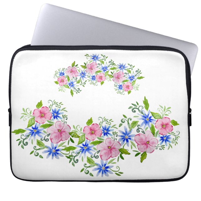 Elegant floral decoration pattern laptop sleeve (Front)
