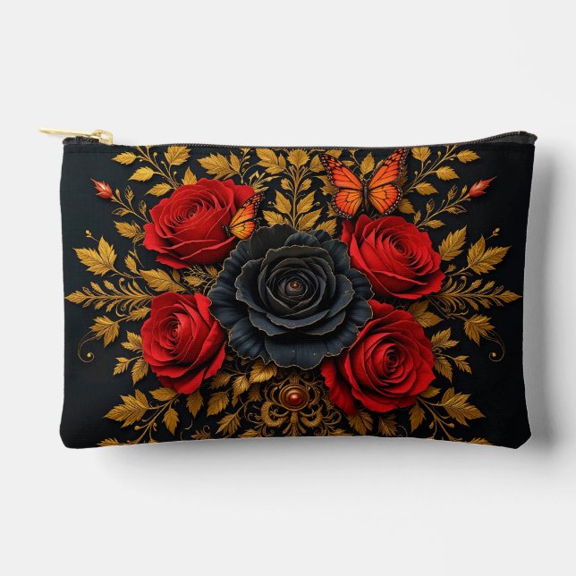 Elegant Floral Design Accessory Pouch (Front)