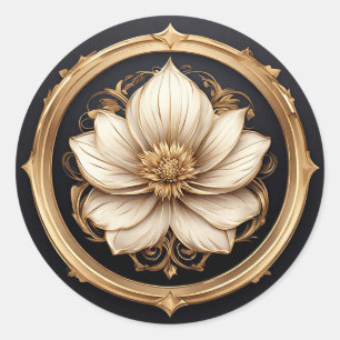 Elegant Floral Design Emphasizing Gold Details Classic Round Sticker