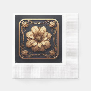 Elegant Floral Design Emphasizing Gold Details Napkin