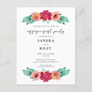 Elegant floral design Engagement party invitation Postcard
