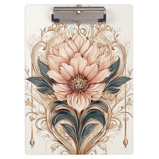 Elegant Floral Design Featuring Ornate Patterns Clipboard (Front)