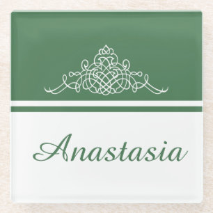 Elegant floral design glass coaster