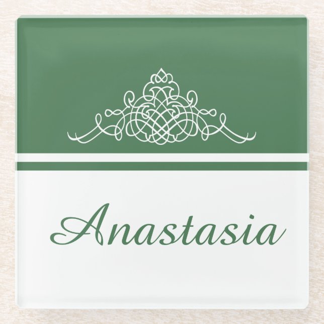 Elegant floral design glass coaster (Front)