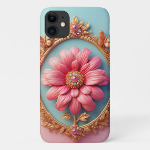 Elegant Floral Design in a Golden Frame Case-Mate iPhone Case