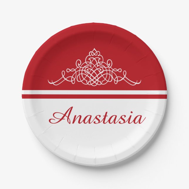 Elegant floral design paper plate (Front)