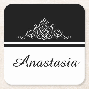 Elegant floral design square paper coaster