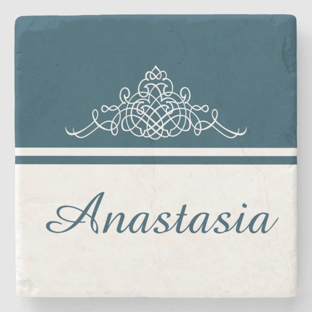 Elegant floral design stone coaster (Front)