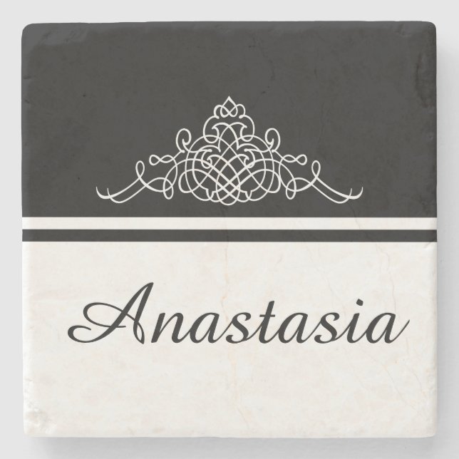 Elegant floral design stone coaster (Front)