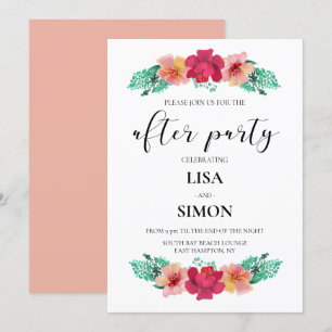 Elegant floral design wedding after party invitation