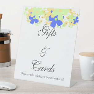 Elegant Floral Design yellow green blue Pedestal Sign